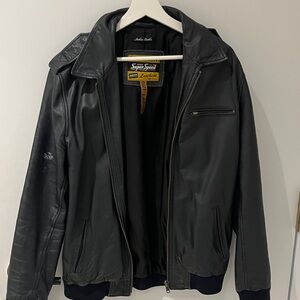 Gray Italian Leather Jacket superdry Men’s
